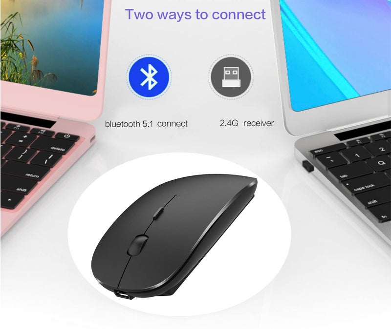 PEIBO Bluetooth Wireless Mouse for Laptop mac MacBook ipad MacBook air MacBook pro pc Desktop Computer Windows Chromebook Notebook (Black) - Image 3